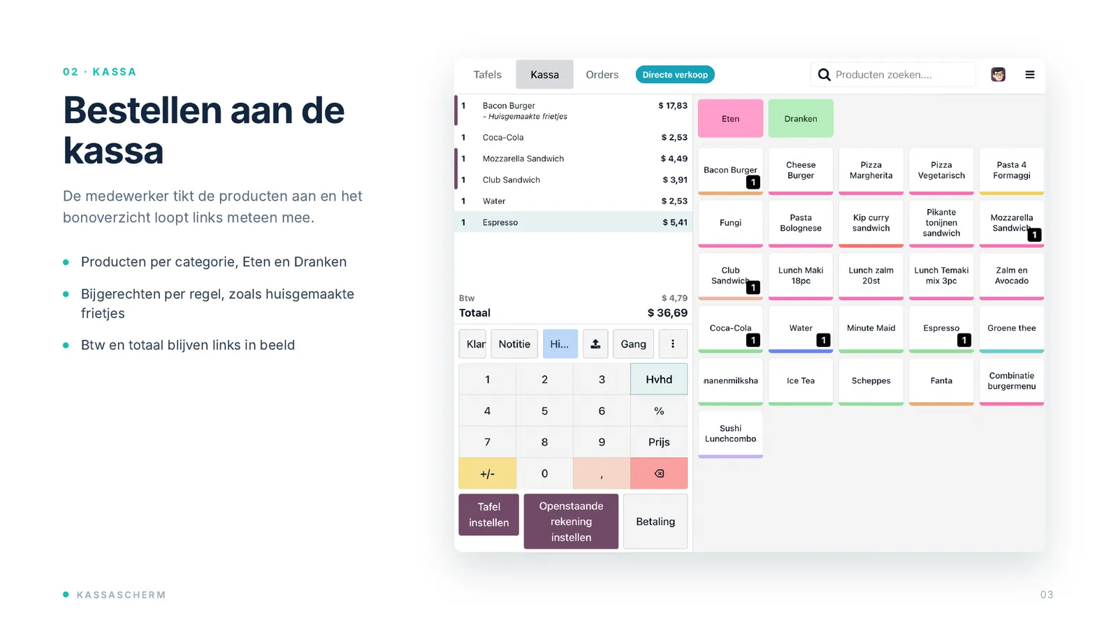 Schermafbeelding: Bestellen aan de kassa