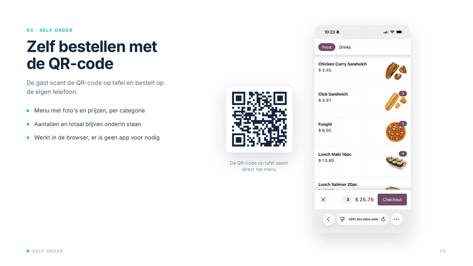 Schermafbeelding: Zelf bestellen via QR-code
