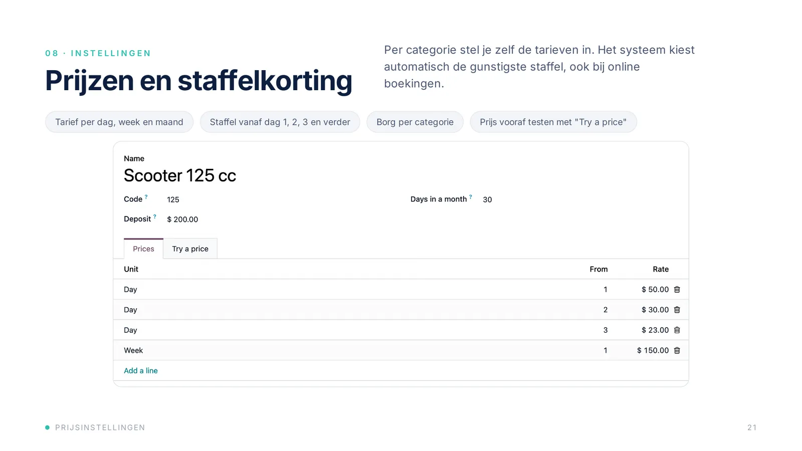 Schermafbeelding: Prijzen & staffelkorting